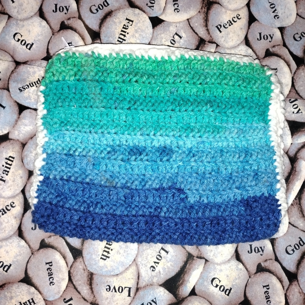 Crochet Blue And Green Makeup Bag